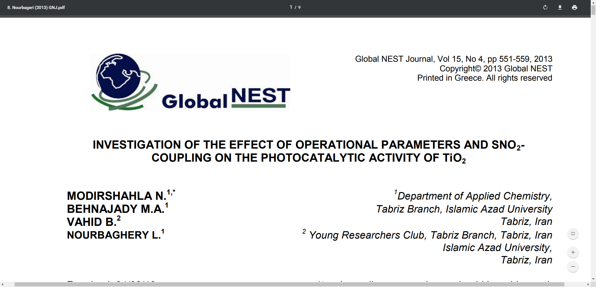 INVESTIGATION OF THE EFFECT OF OPERATIONAL PARAMETERS