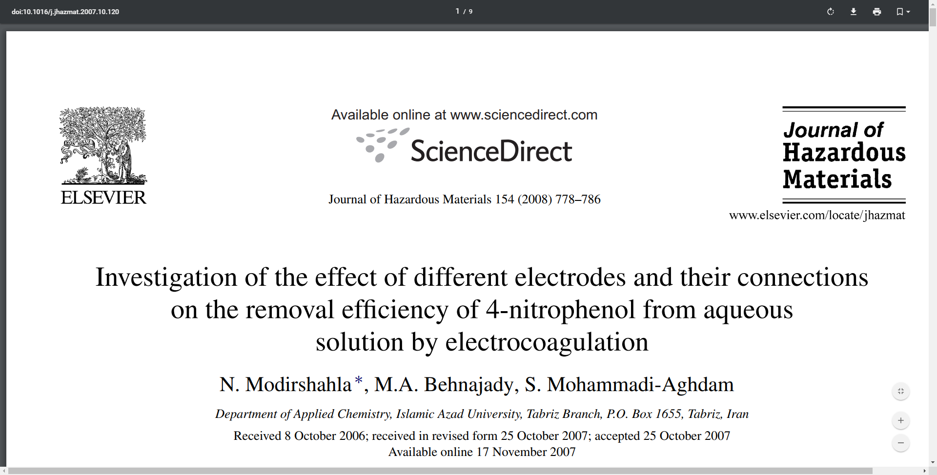 Investigation of the effect of different electrodes and their connections